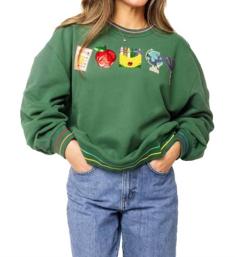 NEW QUEEN OF SPARKLES mini school icon sweatshirt in green
